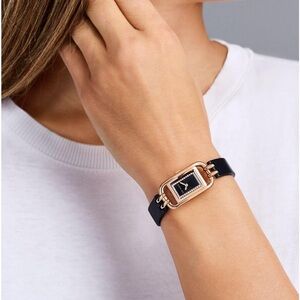 Ted Baker Tessye ladies black leather strap watch Rose Gold Case